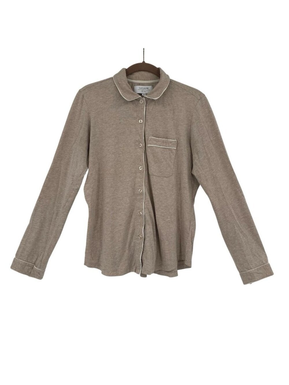 La Ligne Women’s Size XS Pajama Top Cotton Heather Beige Button Up